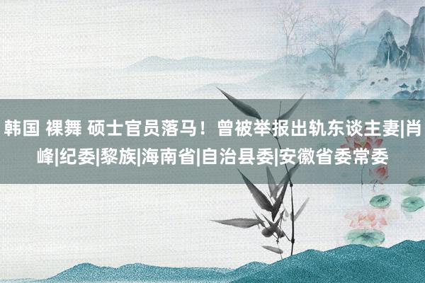 韩国 裸舞 硕士官员落马!曾被举报出轨东谈主妻|肖峰|纪委|黎族|海南省|自治县委|安徽省委常委