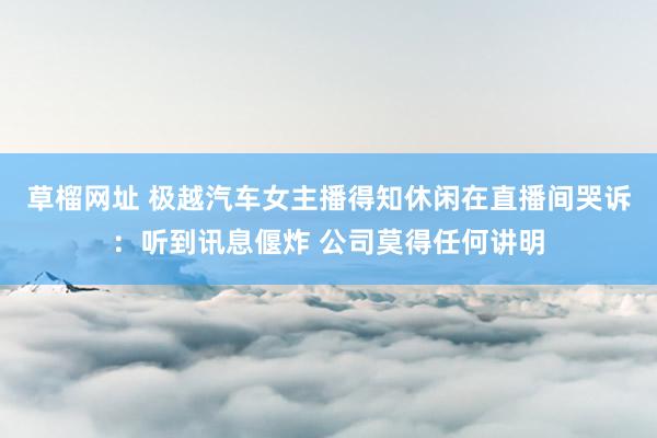 草榴网址 极越汽车女主播得知休闲在直播间哭诉：听到讯息偃炸 公司莫得任何讲明