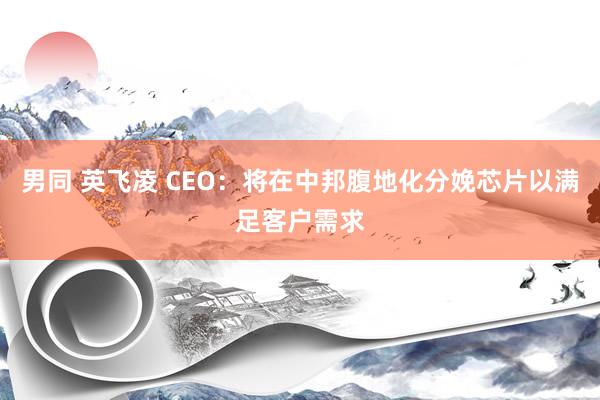 男同 英飞凌 CEO：将在中邦腹地化分娩芯片以满足客户需求