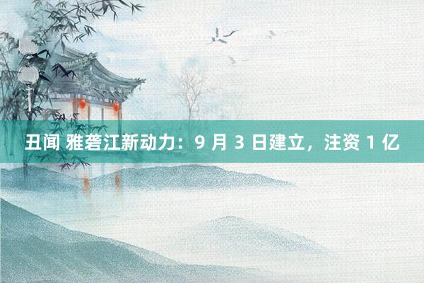 丑闻 雅砻江新动力：9 月 3 日建立，注资 1 亿
