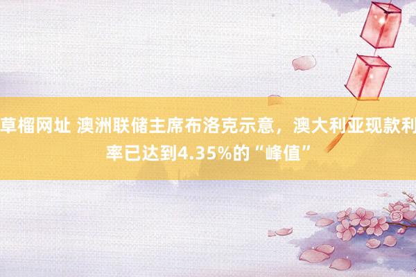 草榴网址 澳洲联储主席布洛克示意，澳大利亚现款利率已达到4.35%的“峰值”