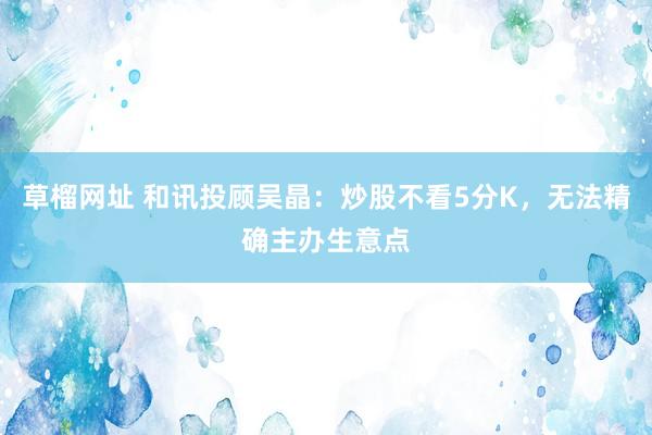 草榴网址 和讯投顾吴晶:炒股不看5分K,无法精确主办生意点
